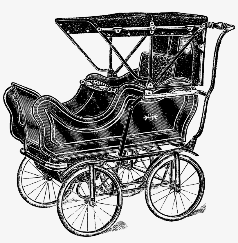 1913 Illustration Baby Carriage Image Transfer - Baby Transport, transparent png