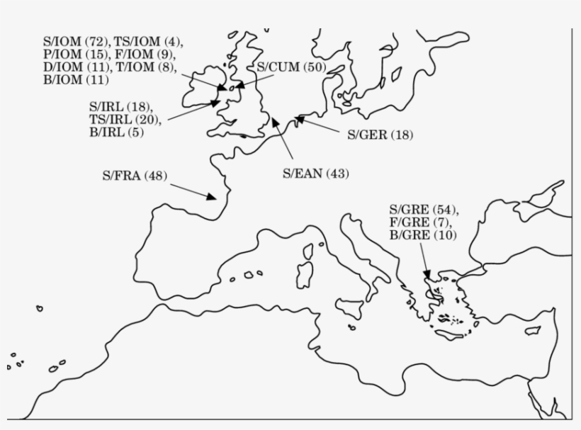 Outline Map Of Europe To Show The Sampling Sites Of - Albania 1949, transparent png
