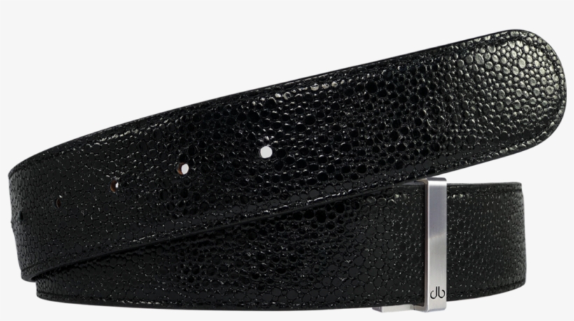 Shiny Black Stingray Textured Leather Belt - Buckle, transparent png