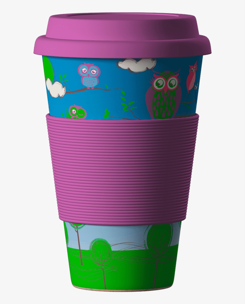 Eco Bamboo Cup Owls 400 Ml - Eco Coffee Cup Bamboo, transparent png