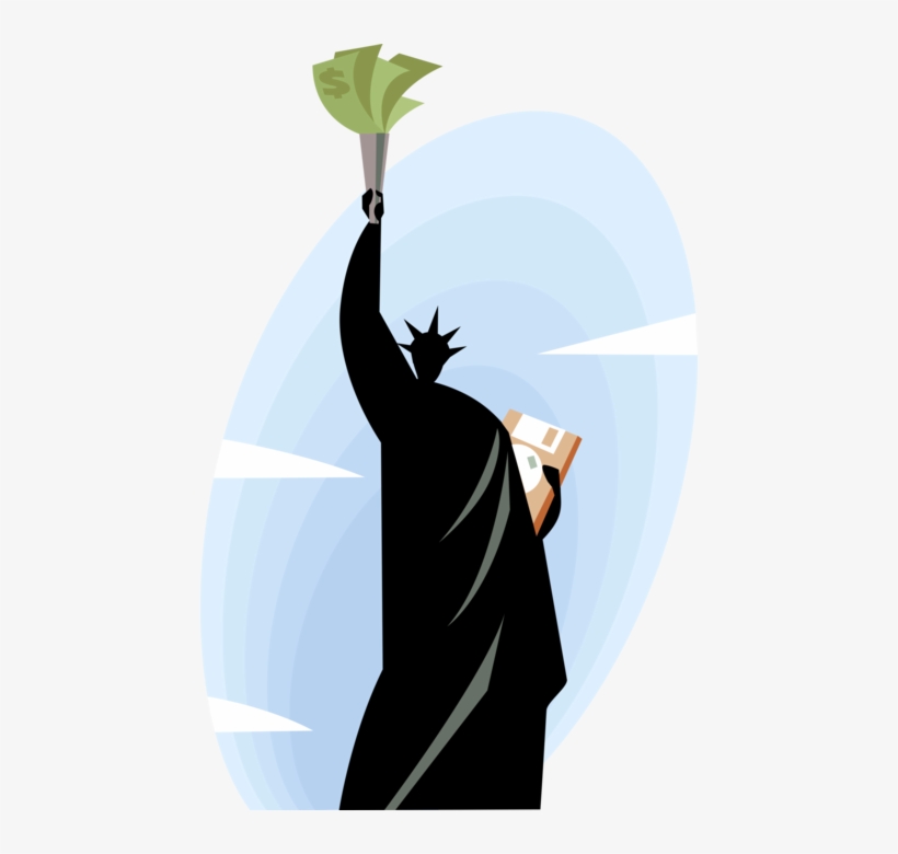 Vector Illustration Of Statue Of Liberty Colossal Neoclassical - Statue Of Liberty Holding Cash, transparent png