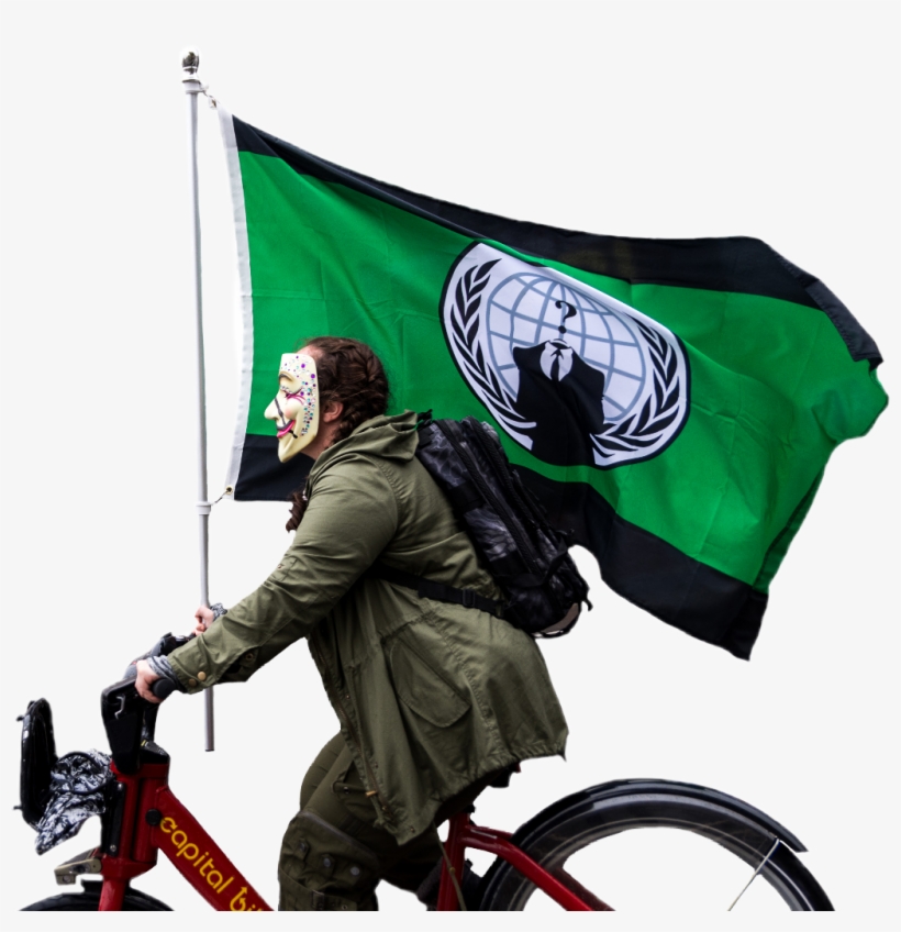 Anonymous Bike Green Flag Activism Ride Mask Guyfawkes - Anonymous, transparent png