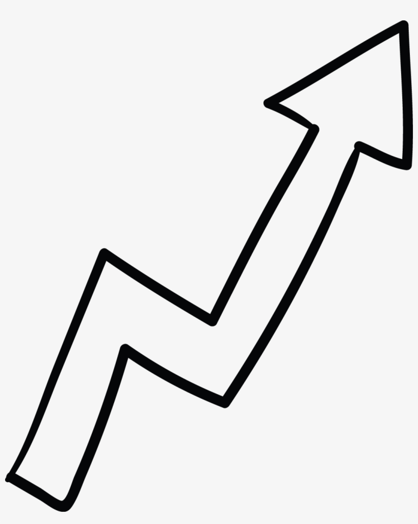 Up Arrow White Zigzag Tail Doodle - Line Art, transparent png