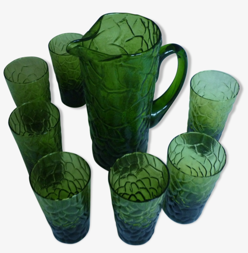 Service A Lemonade Pitcher And 8 Glasses Green Glass - Ceramic, transparent png