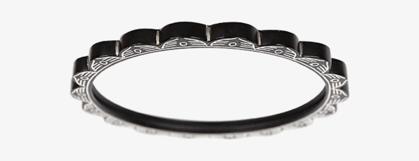 Raj Scalloped Dash Inlay Bangle - Leather Necklace With Feline Heads, transparent png
