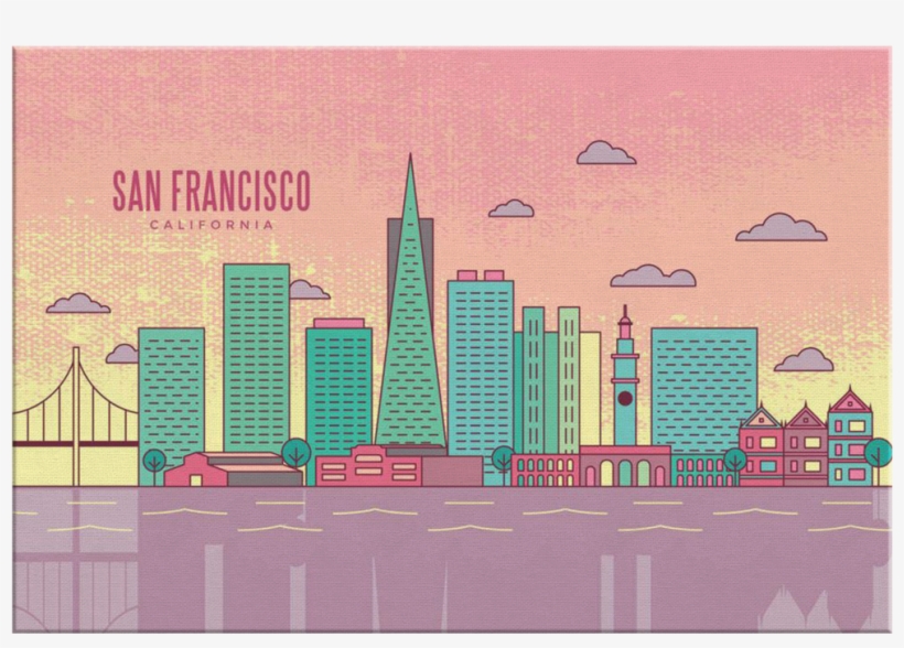 San Francisco Skyline Canvas Wrap Wall Art - Commercial Building, transparent png