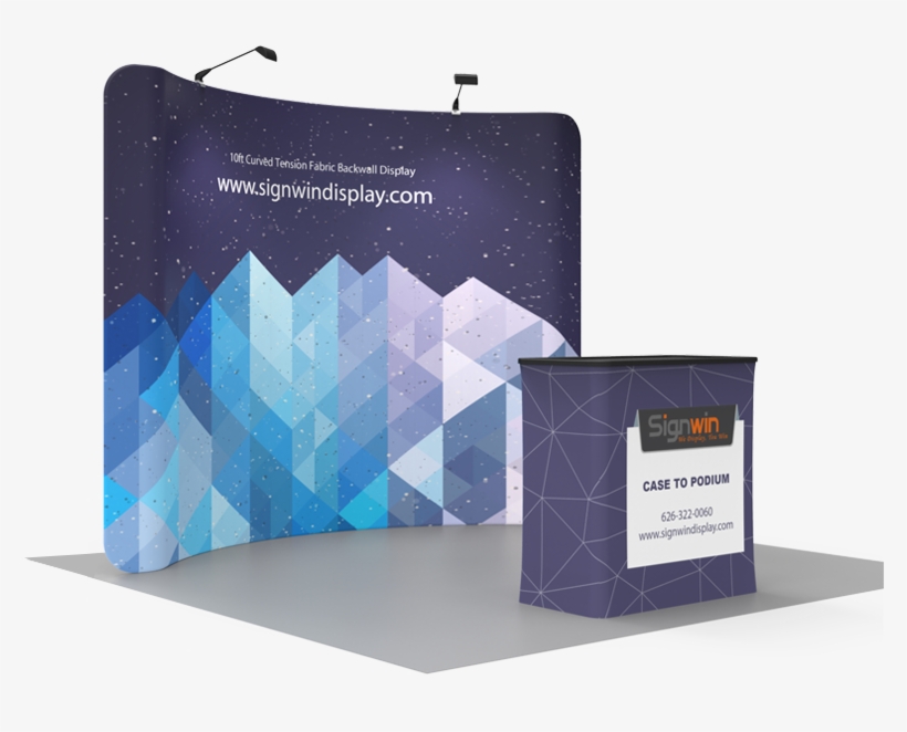10ft Curved & Recyclable Tension Fabric Backwall Display - 10ft Curve Tension Fabric Display, transparent png