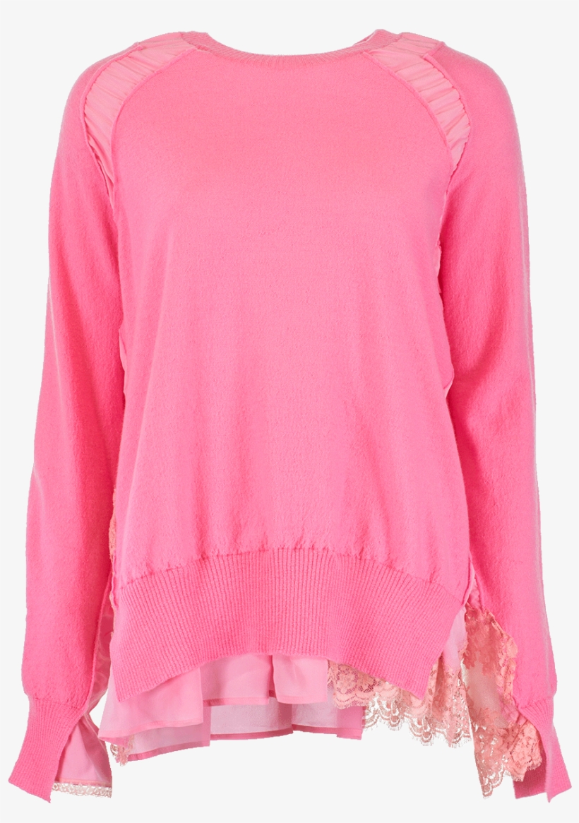 Stella Mccartney Ruffled Wool And Lace Sweater In Pink - Sweater, transparent png