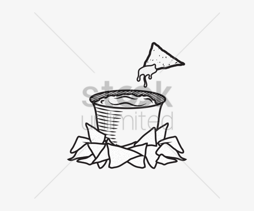 Graphic Black And White Stock Nachos At Getdrawings - Dip Clipart Black And White, transparent png