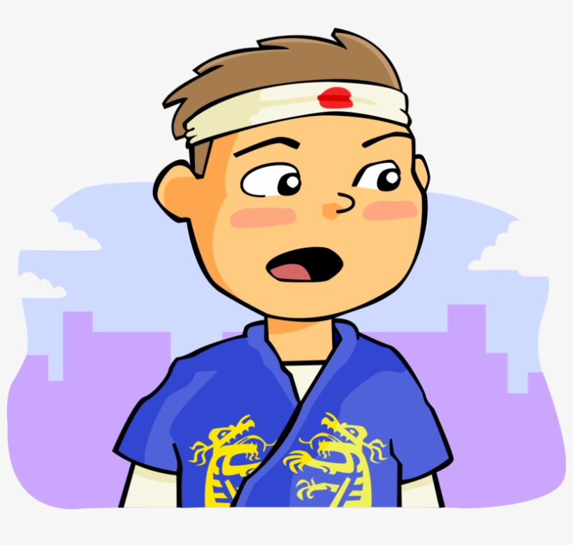 Vector Illustration Of Karate Kid Thinks He's Japanese, transparent png