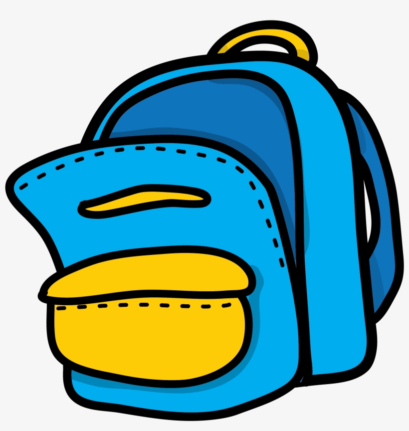 Blue & Yellow Backpack Clipart - Blue Backpack Clip Art, transparent png