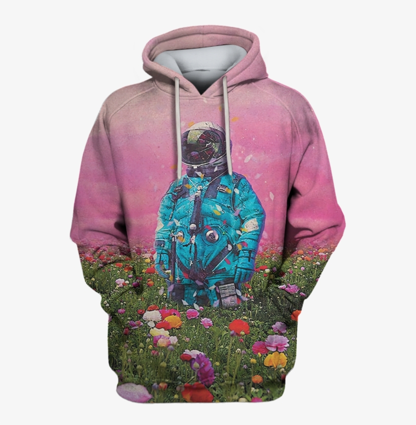 3d Astronaut In Flower Field Full Print T Shirt - Astronaut In A Field, transparent png