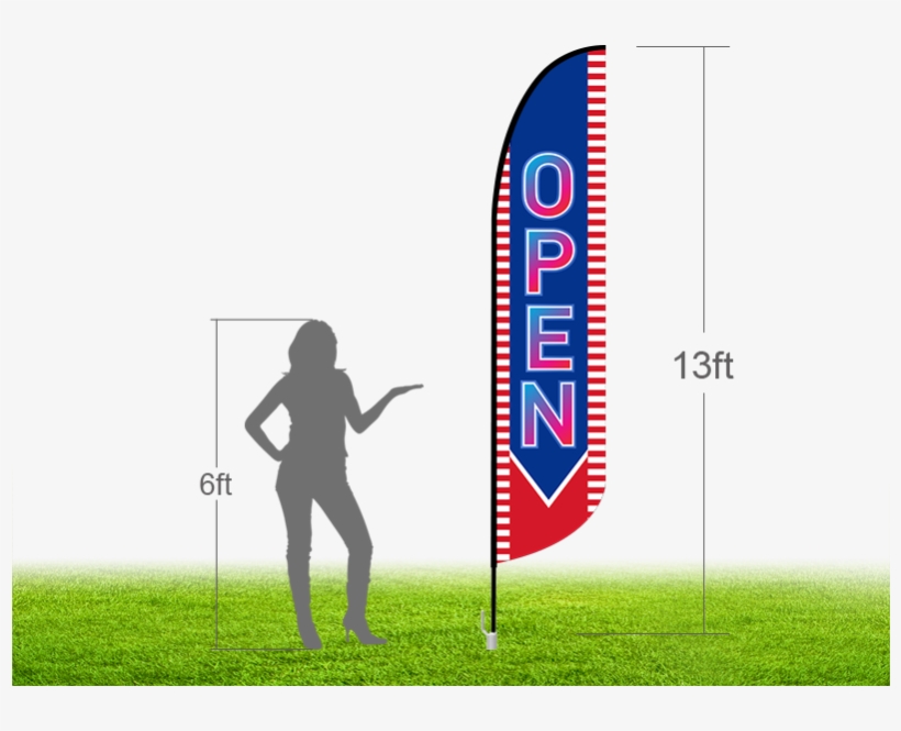 13ft Open Stock Blade Flag With Ground Stake - Grass, transparent png