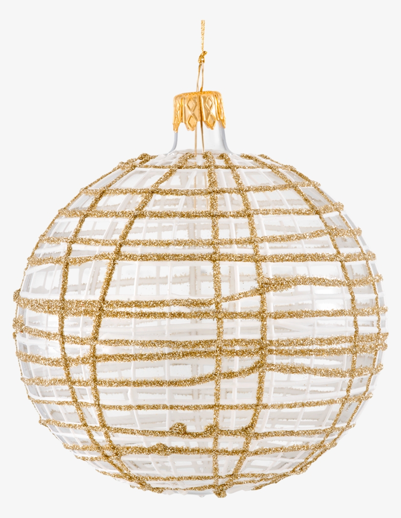 Glass Bauble Clear With Lattice Pattern, 10 Cm - Sphere, transparent png