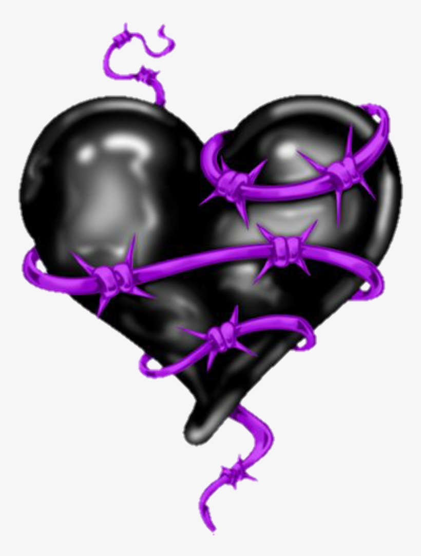 Heart Blackheart Creeps Black Purple Pain Love Hallowee - Gothic Hearts Png, transparent png