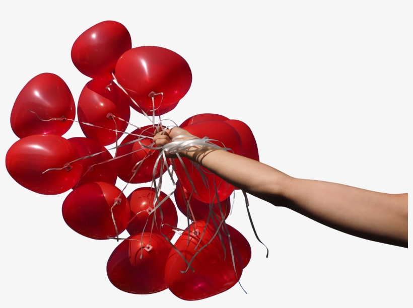 Red Heart Balloons In Hand Png Image - Balloon, transparent png