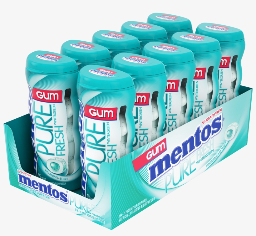 Mentos, Pure Fresh, Sugar Free Wintergreen Chewing, transparent png