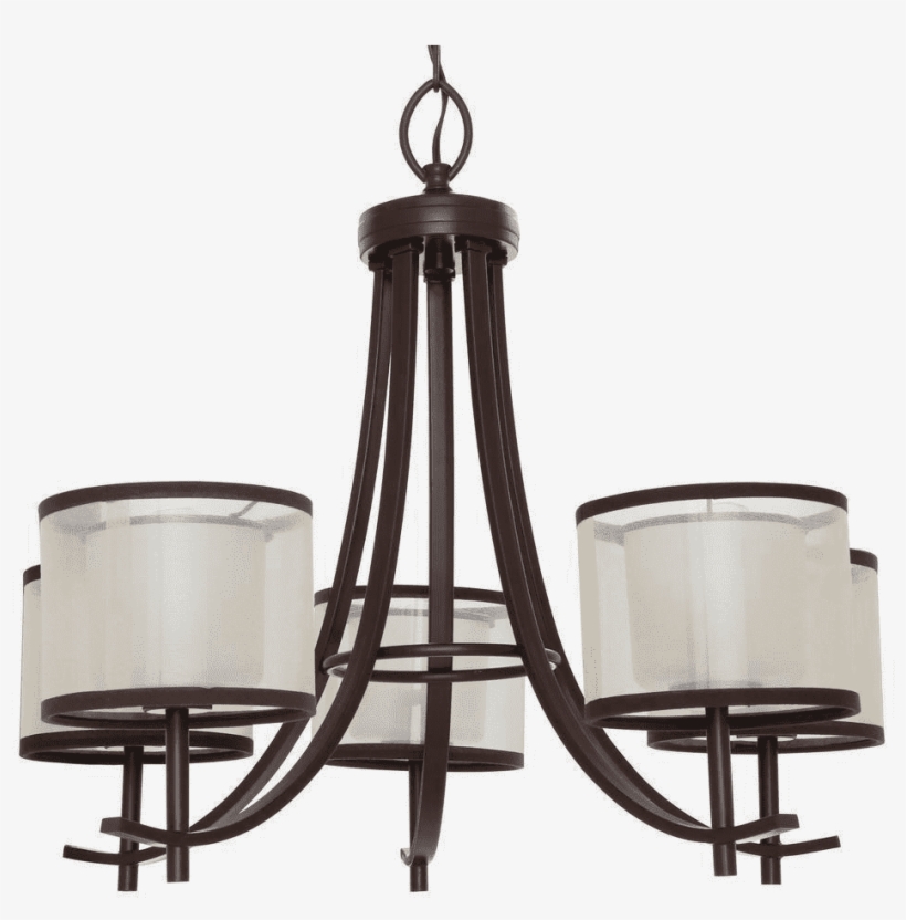Hampton Bay 5-light Bronze Ceiling Chandelier W/ Organza - Chandelier, transparent png