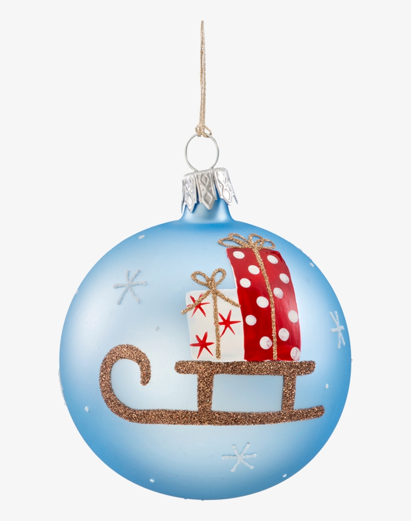 Christmas Bauble Light-blue, Matt With Sledge, 7 Cm - Christmas Ornament, transparent png