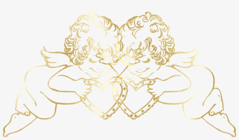 Free Png Download Transparent Gold Angels With Hearts - Transparent Background Angel Clipart, transparent png