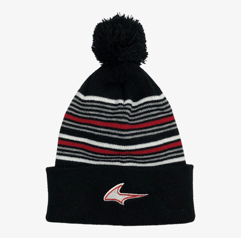 Beanie - "new U - P - " Black/white/grey/red Striped - Knit Cap, transparent png