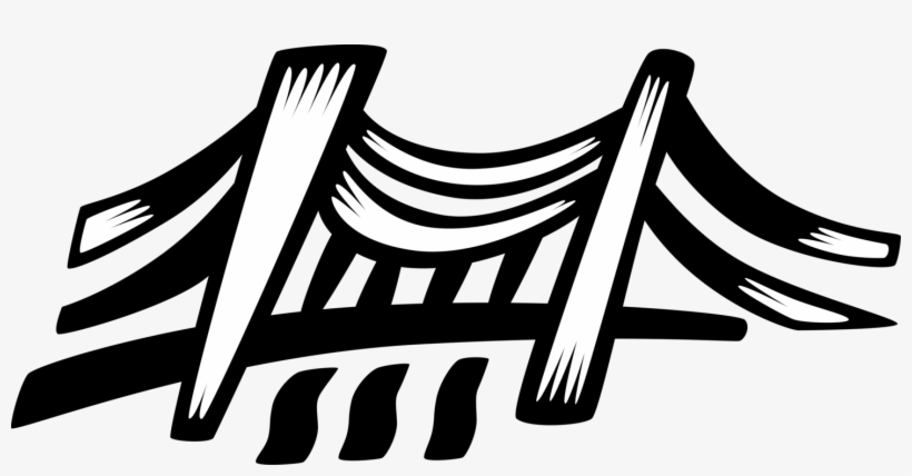 Vector Illustration Of Suspension Bridge Crosses Open, transparent png