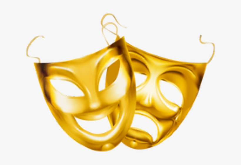 Theatre Clipart Tech Theatre - Drama Masks Gold, transparent png