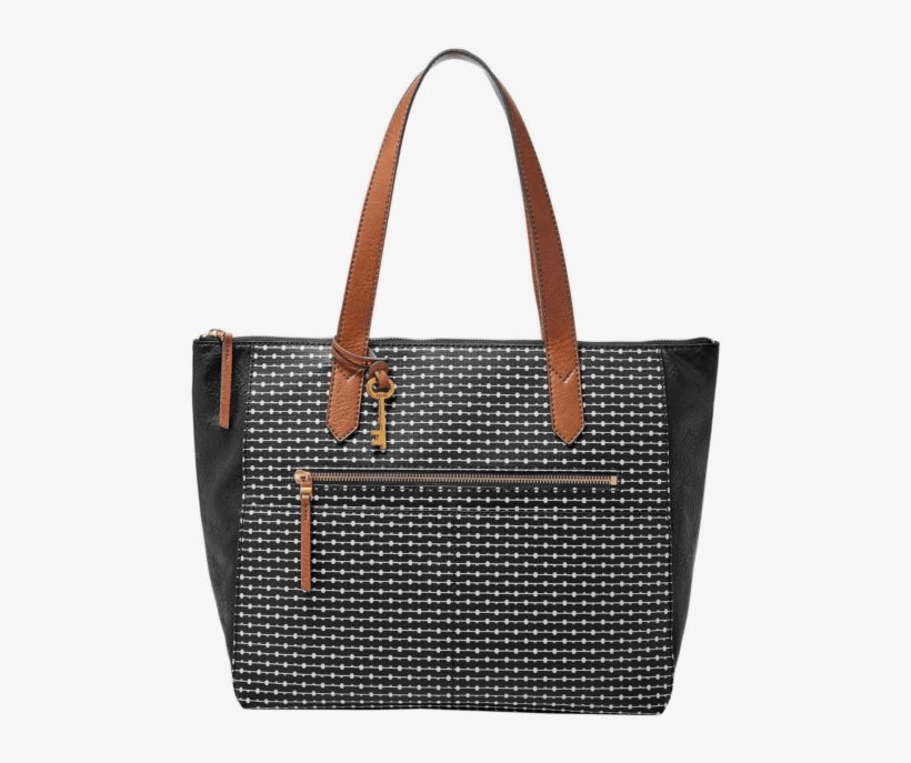 Fossil Nwt $138 Fiona Large Tote Black Stripe Coated - Handbag, transparent png