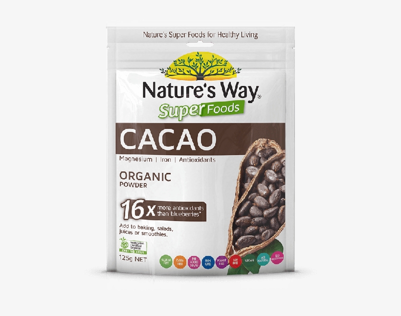 Nature's Way Superfoods Cacao Powder 125g - Nature's Way Cacao, transparent png