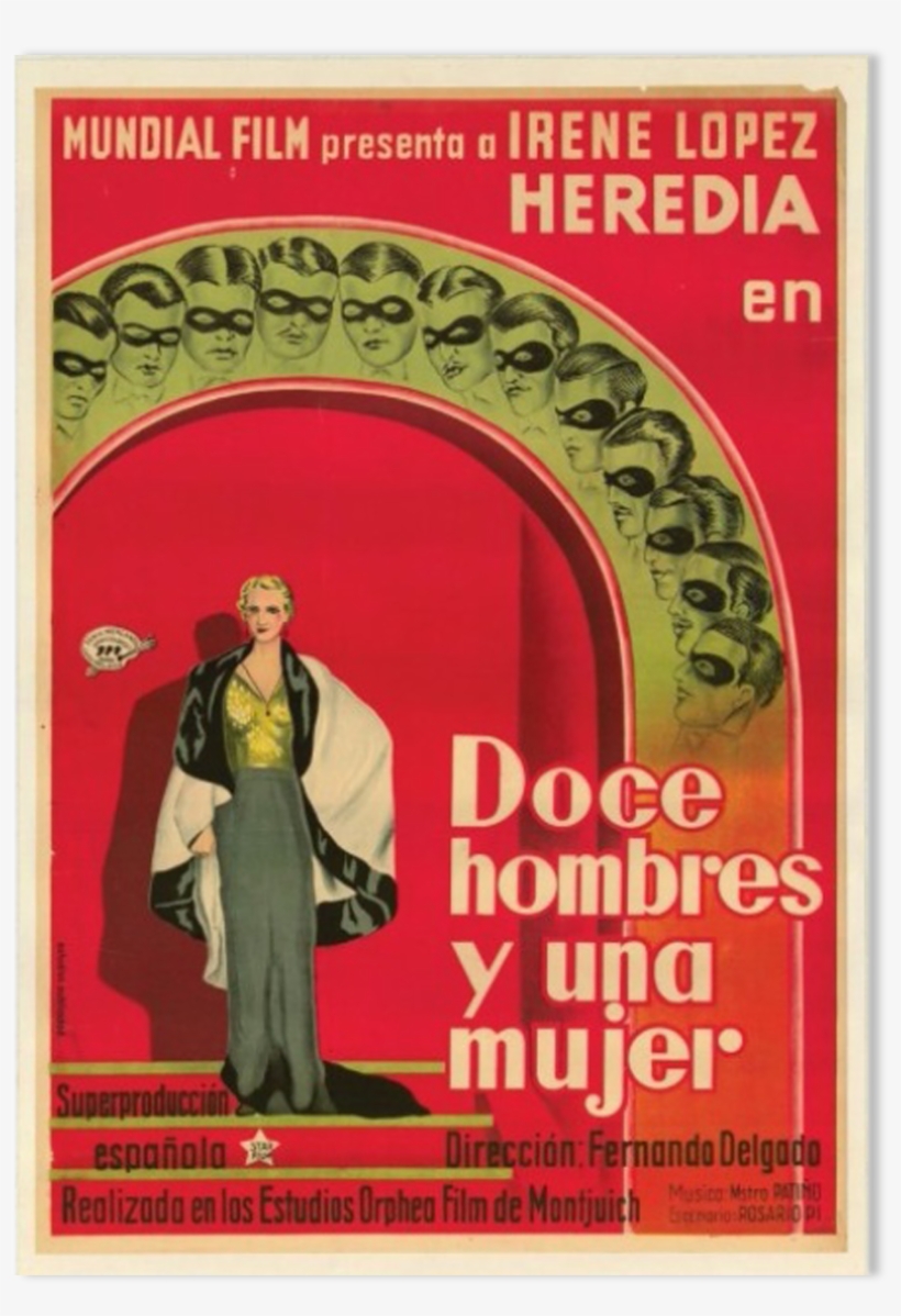 Old Poster Of The Movie Doce Hombres Y Una Mujer - Poster, transparent png