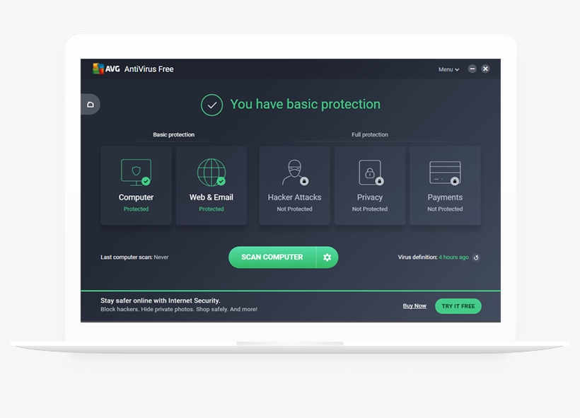 White Laptop With Avg Antivirus Free - Avg Antivirüs, transparent png