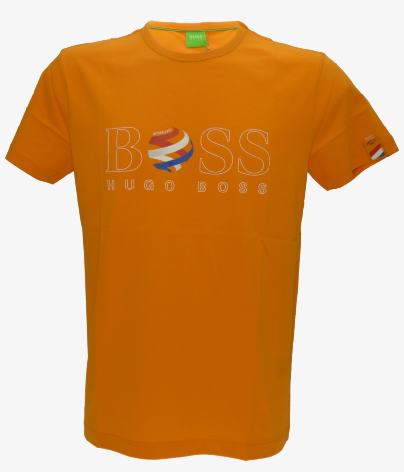 Hugo Boss Tee Flag T-shirt In Orange - Active Shirt, transparent png