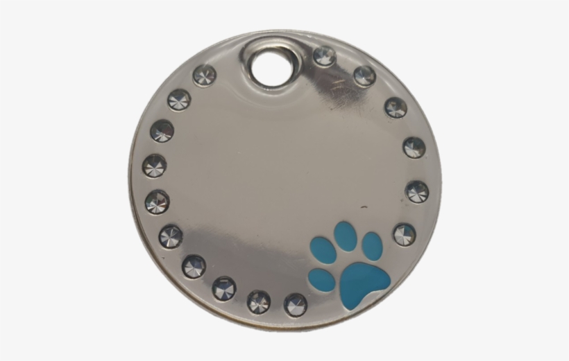 Blue Paw On A Diamante Disc - Circle, transparent png