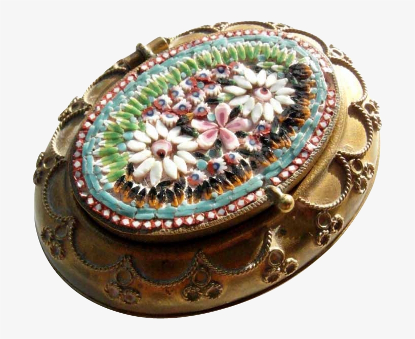 Victorian Era Micro Mosaic Box Pill Box Usual Shape - Floral Design, transparent png