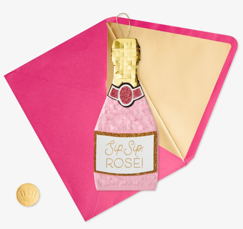 Champagne Bottle Piñata Birthday Card - Bottle, transparent png