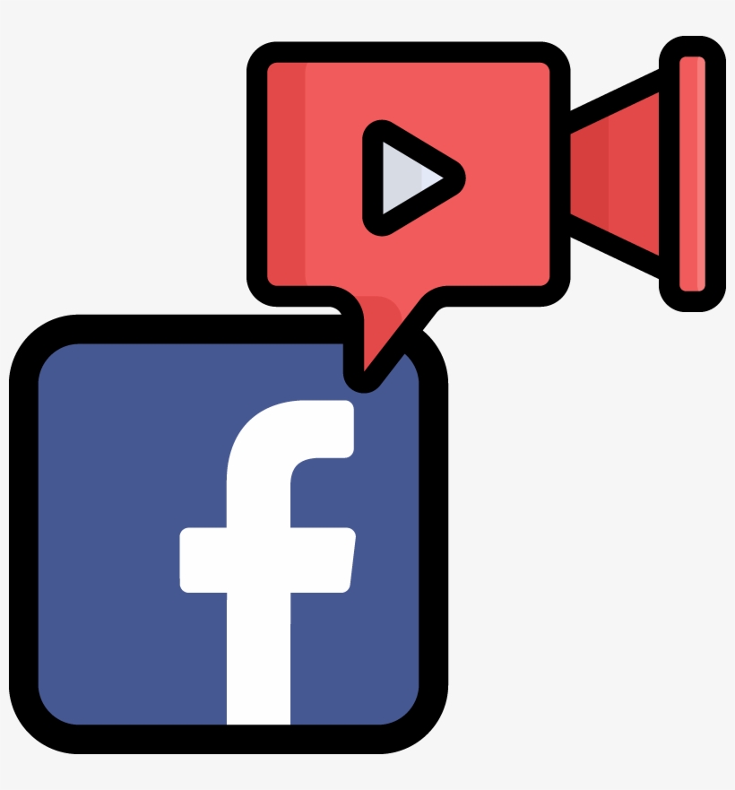 Facebook Icon And Comment Bubble With A Video Player - Cross, transparent png