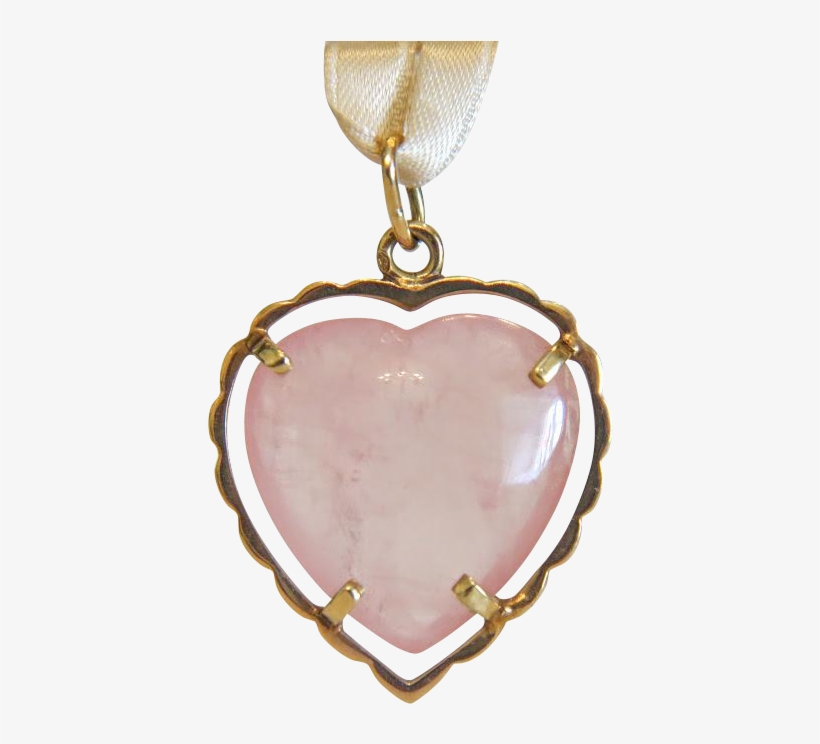 Vintage Rose Quartz Pendant, 14k Yellow Gold, Ca - Locket, transparent png