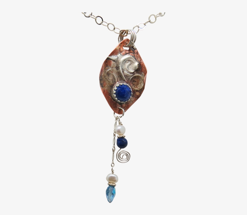 Load Image Into Gallery Viewer, Lapis, Copper And Sterling - Locket, transparent png
