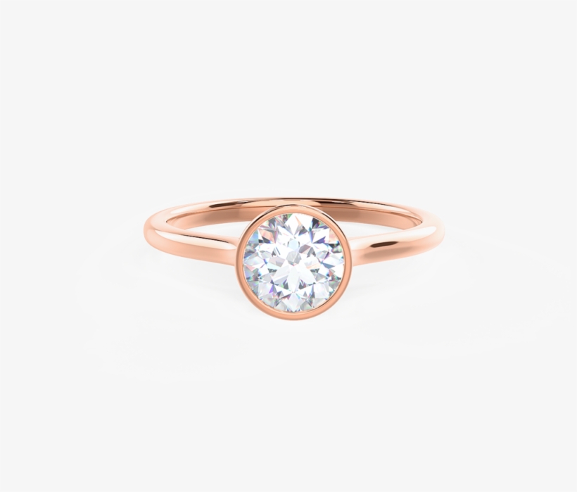Rose Gold Bezel Engagement Ring Lab Created Diamonds, transparent png