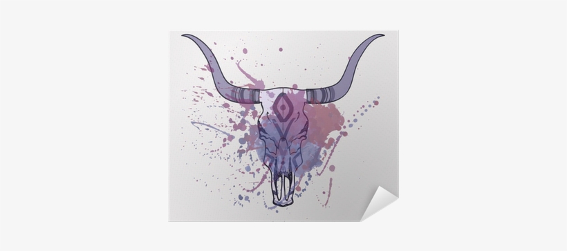 Vector Illustration Of Bull Skull With Watercolor Splash - Art Print: Z's Vector Illustration Of Electric Guitar, transparent png