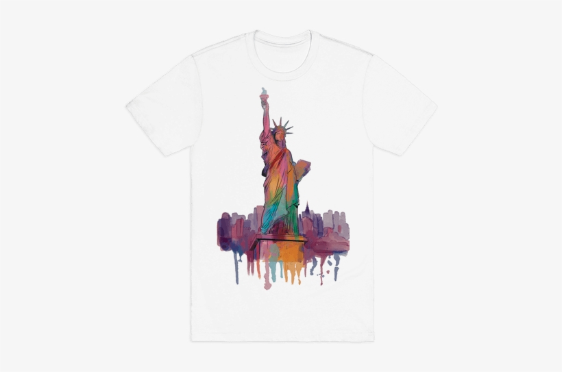 Statue Of Liberty Watercolor Mens T-shirt - Dolphins T Shirt, transparent png