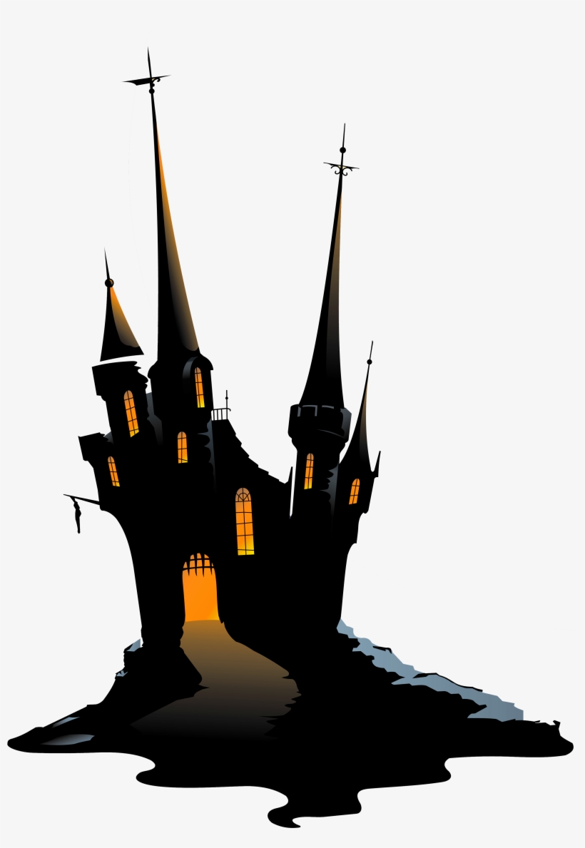 Scary Halloween Png Graphic Black And White Download - Haunted Castle Clipart, transparent png