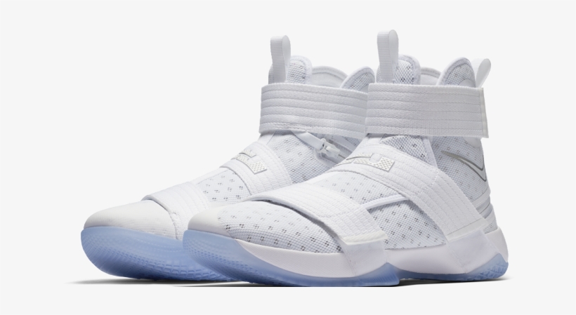 White Nike Sneakers - Lebron Zoom Soldier 10 Flyease, transparent png