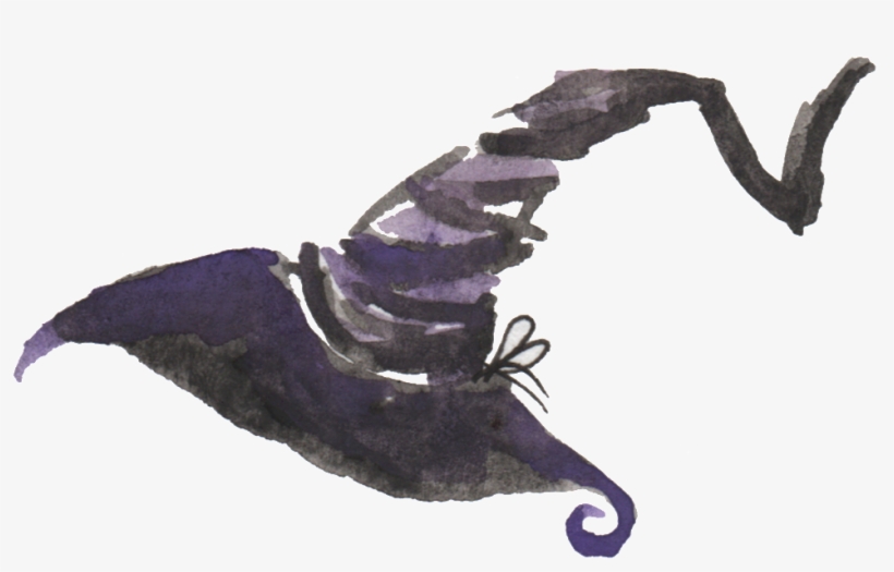 Black Watercolor Hand Painted Wizard Transparent - Hat, transparent png