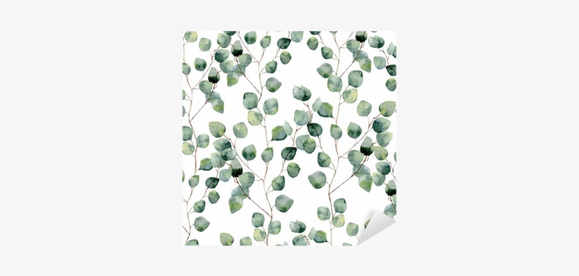 Watercolor Green Floral Seamless Pattern With Eucalyptus - Eucalyptus Background, transparent png