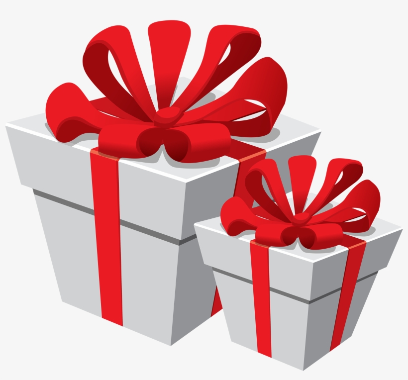White Gift Boxes With Red Bow Png Clipart - Gift Png, transparent png