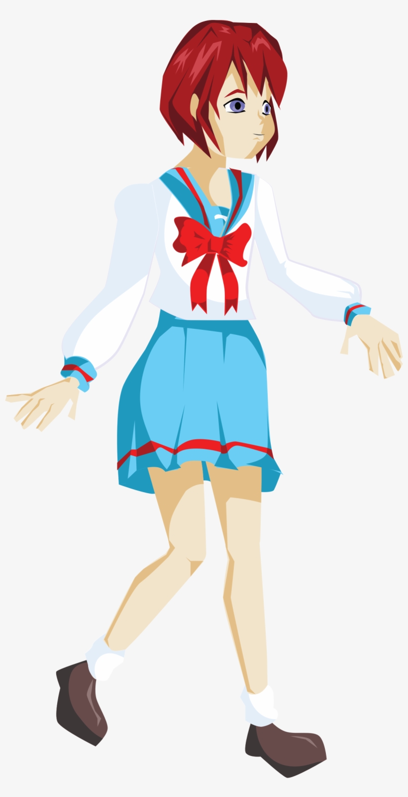Girl School Clipart - Anime School Girl Clip Art, transparent png