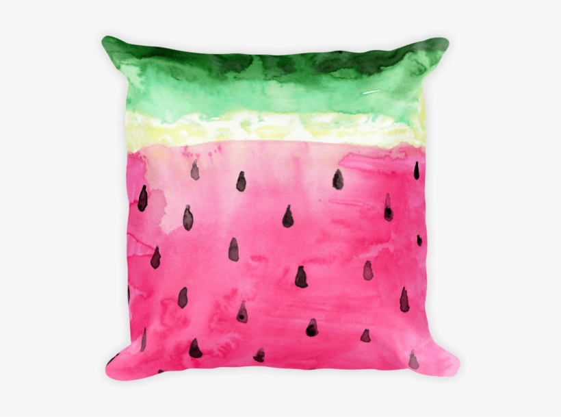 Watermelon Watercolor Square Pillow - Cushion, transparent png