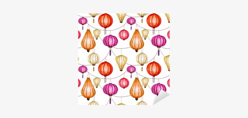 Watercolor Vector Seamless Chinese Pattern Sticker - Watercolor Painting, transparent png