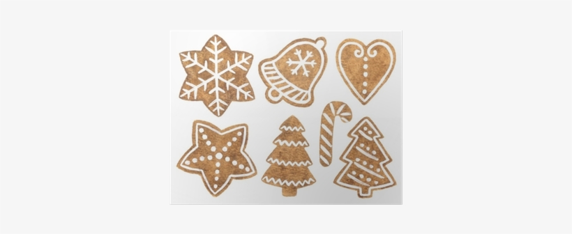 Hand Painted Watercolor Gingerbread Cookies Clip Art - Watercolor Painting, transparent png
